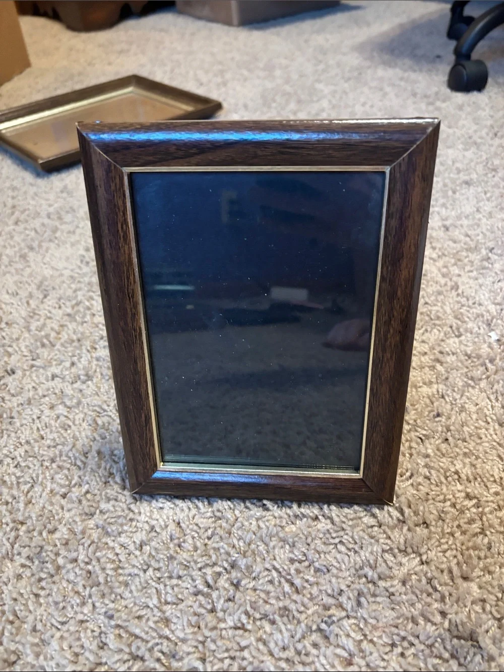 Classic Brown Wood Picture Frame with Gold Trim